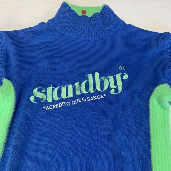 Soft Green Blue Standby Sweater ACREDITO QUE O SANGE Size M - Picture 2 of 13
